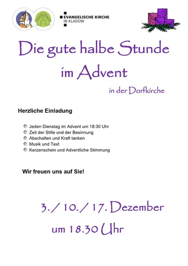 Plakat: Die gute halbe Stunde im Advent