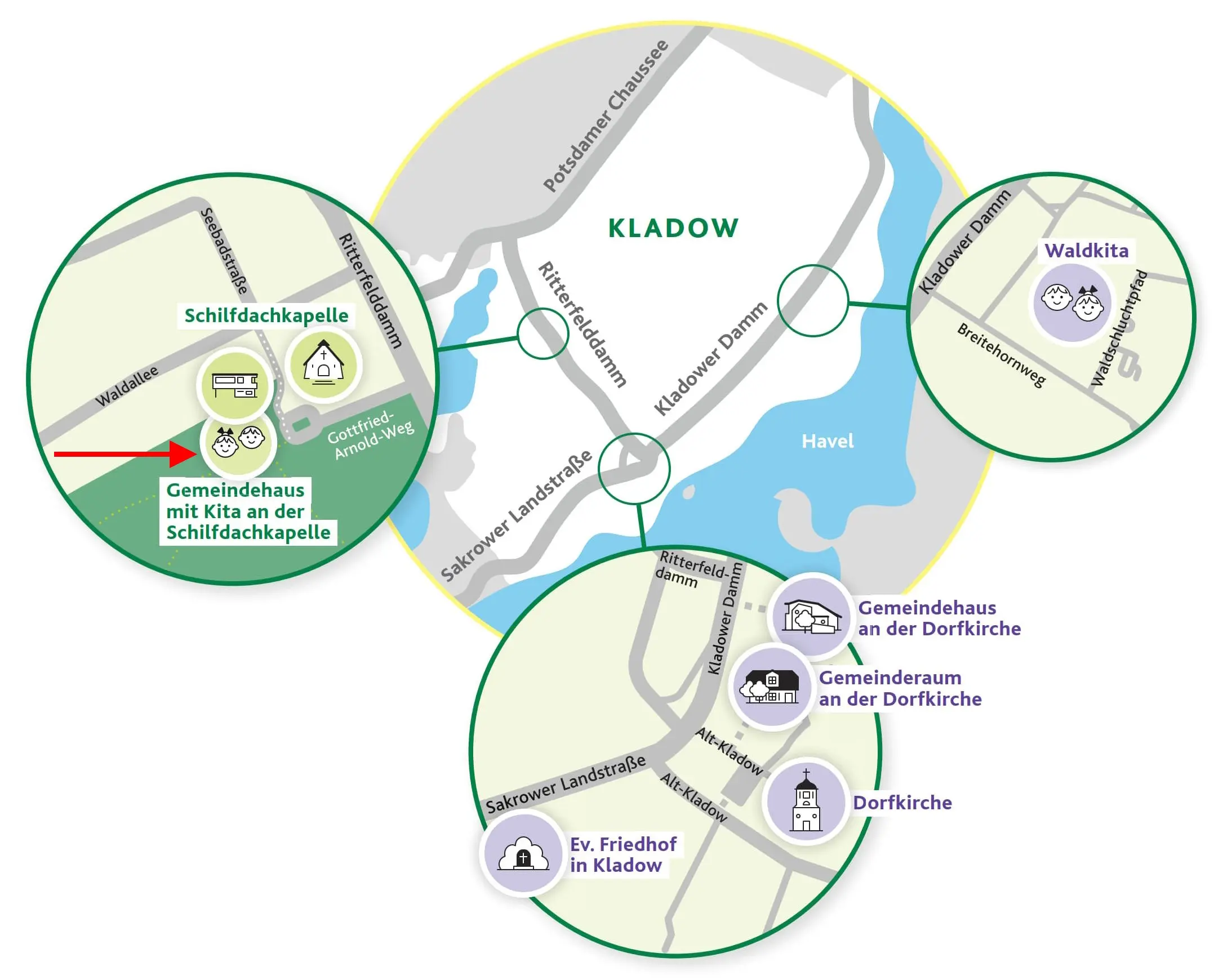 Lageplan Kita an der Schilfdachkapelle