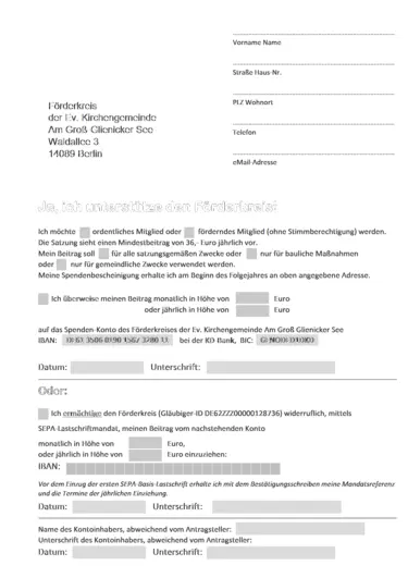 Förderkreis Unterstützung Formular